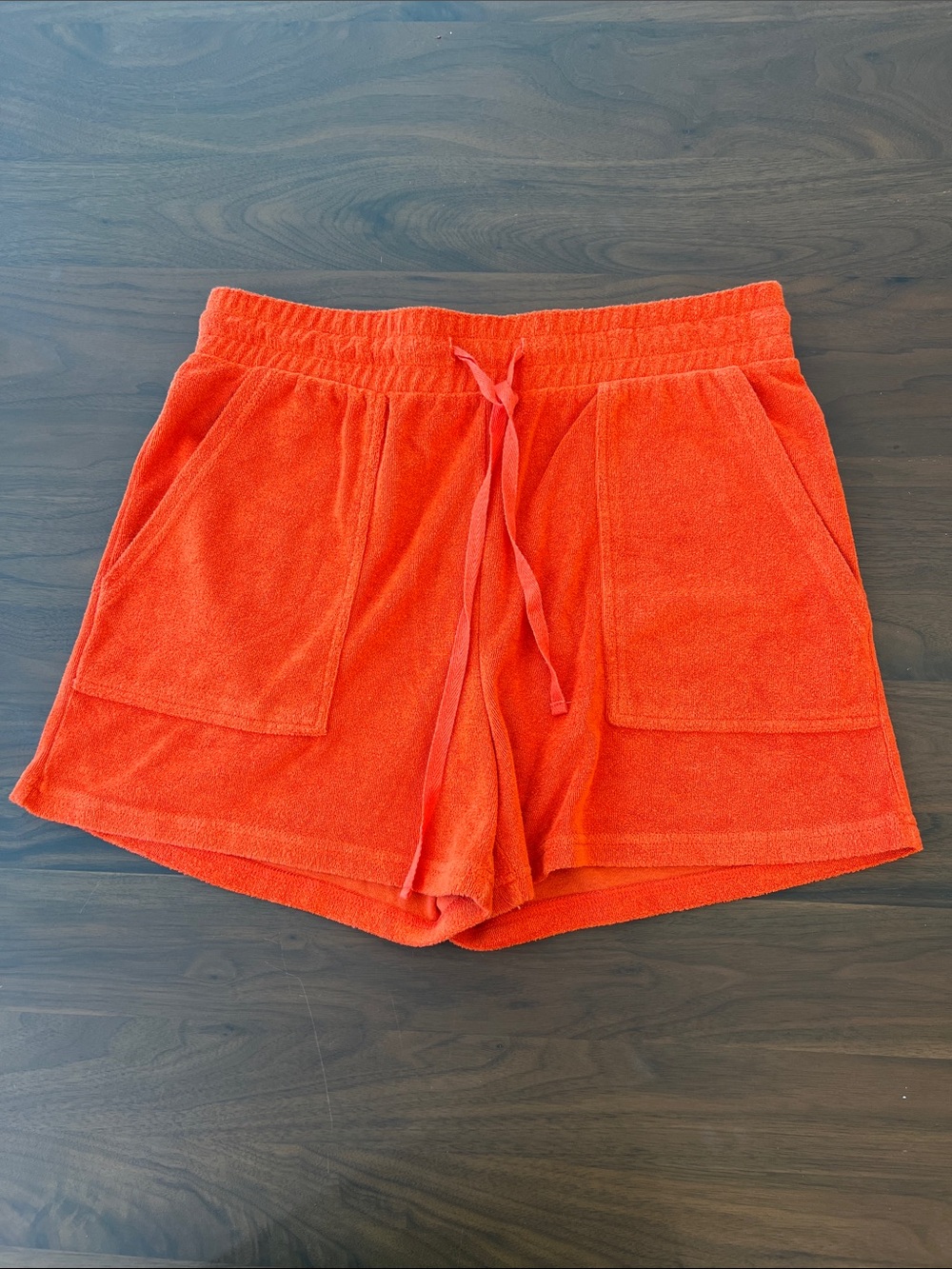 A Supply Women's Orange Terry Cloth Drawstring Shorts, Medium